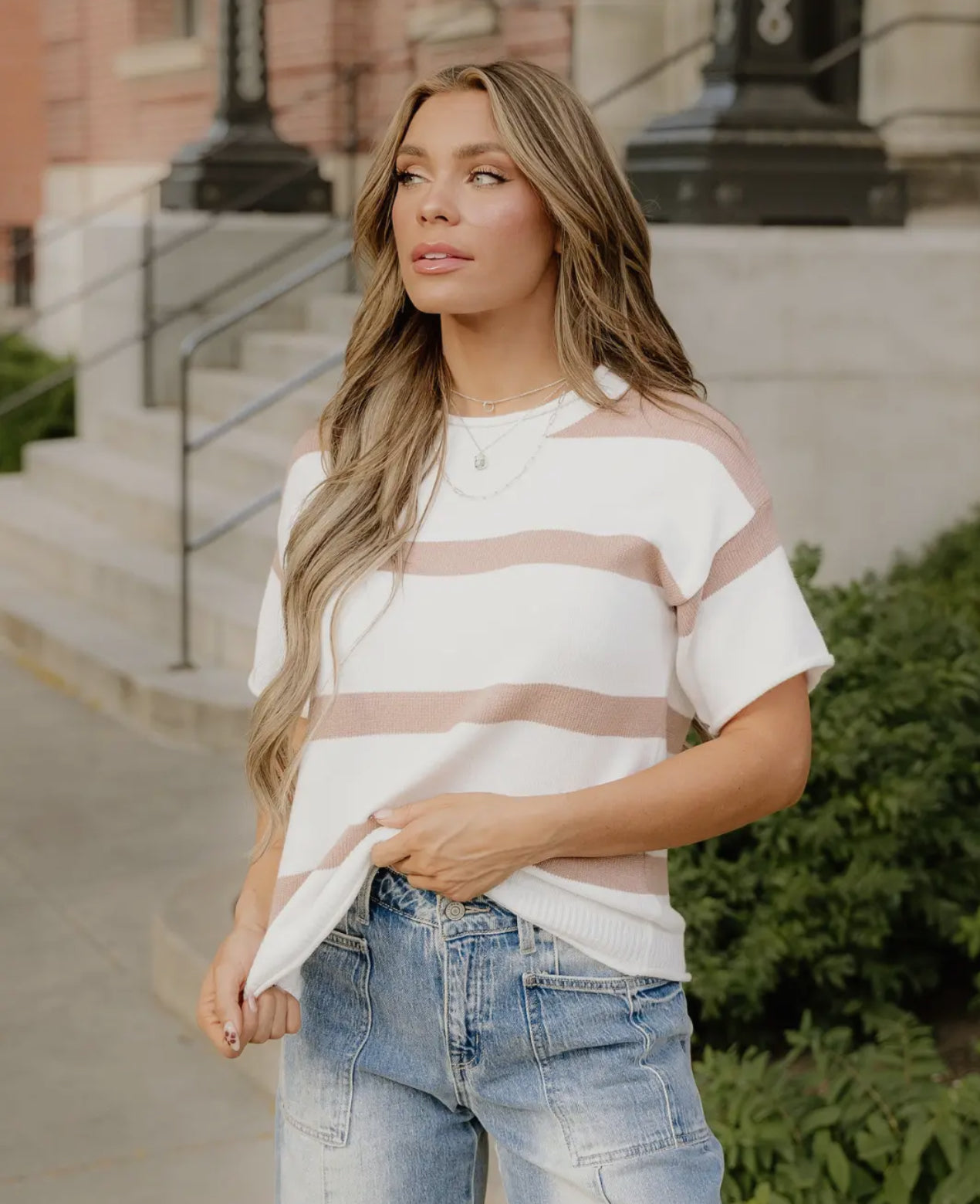 Khaki Striped Sweater