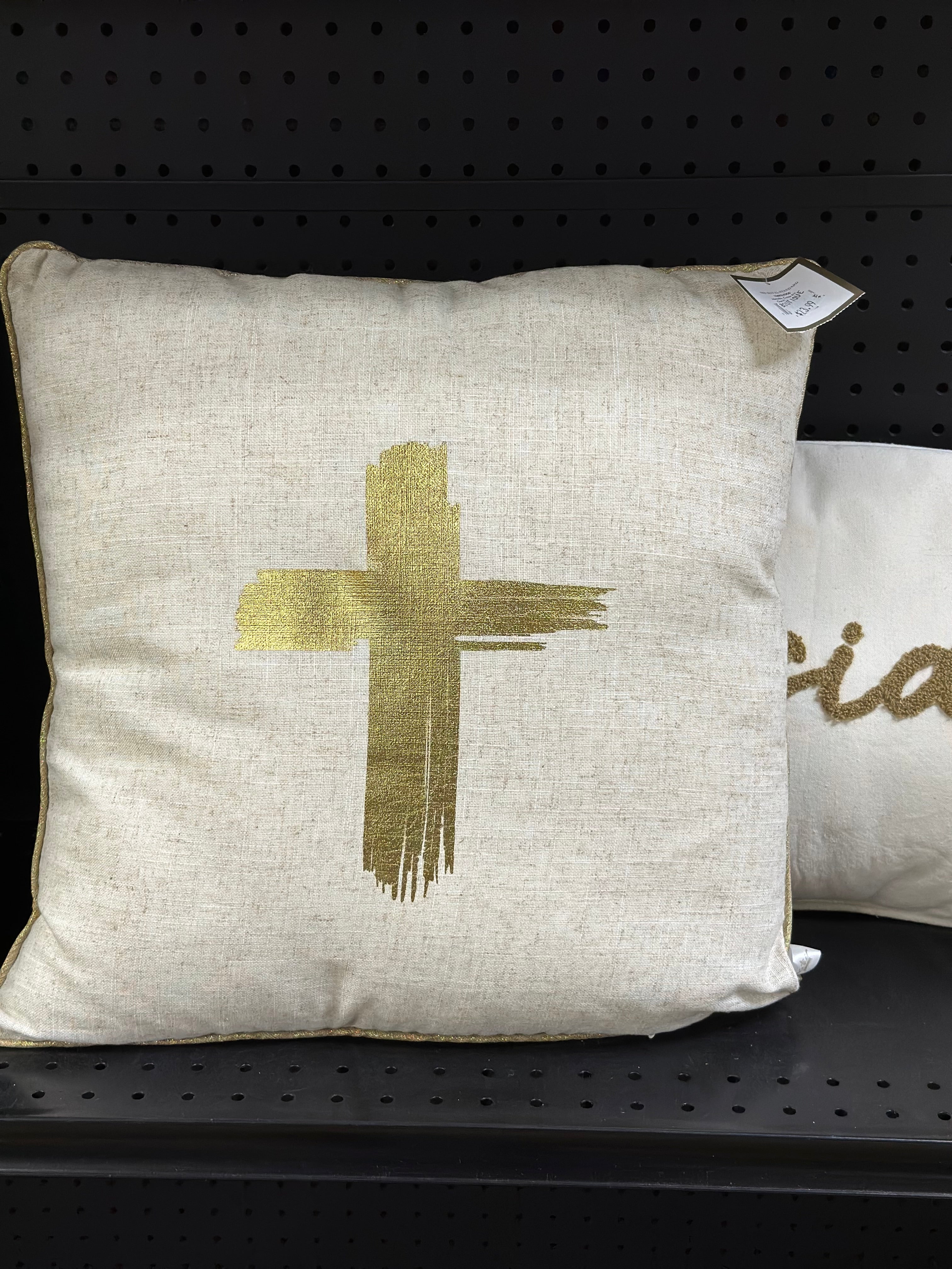 Gold Cross Throw Pillow