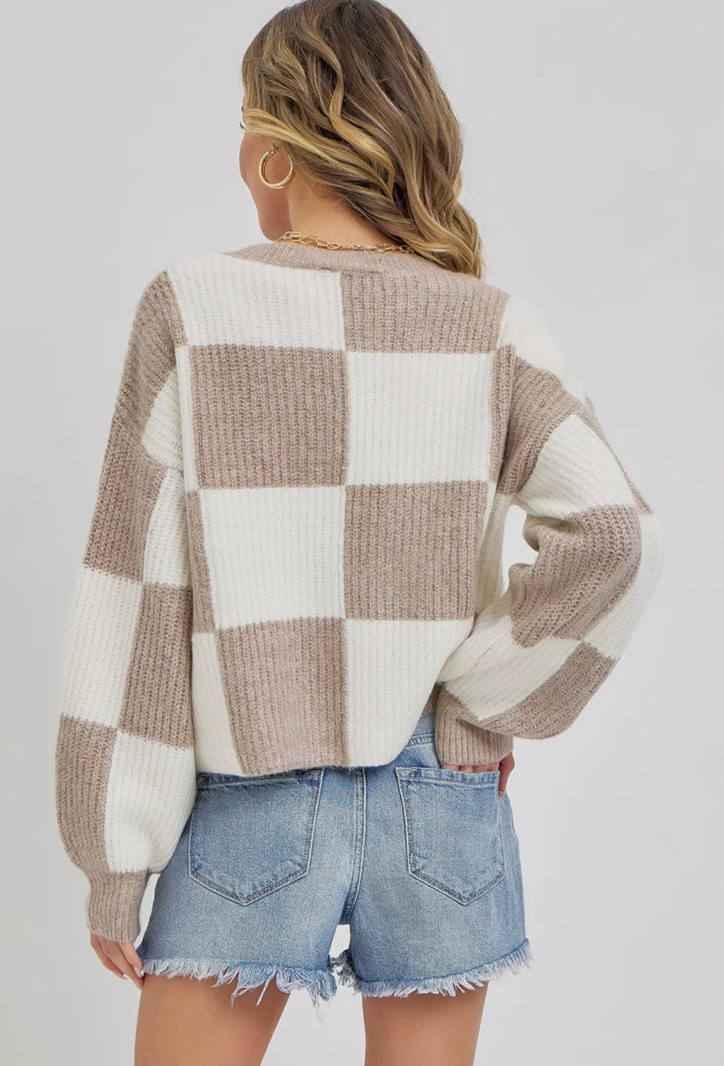 Checkered Knit Sweater