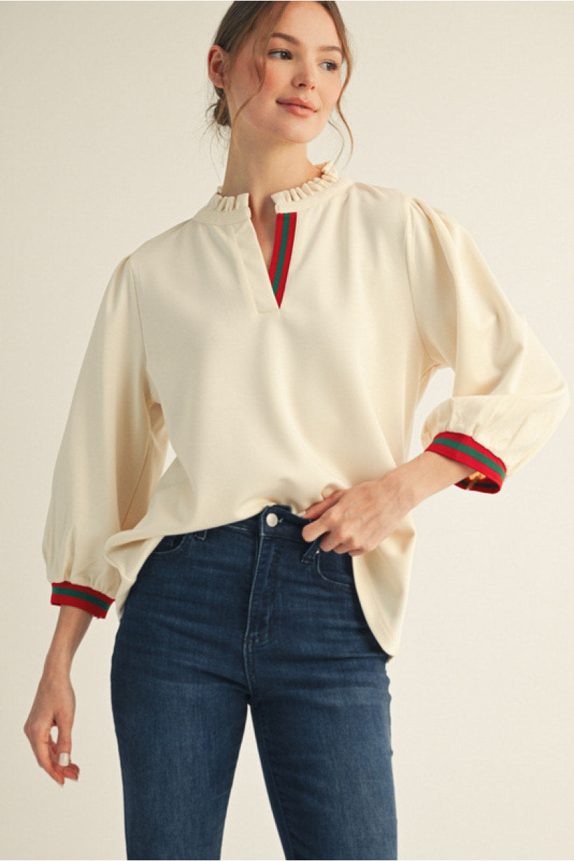 Ivory Long Sleeve Blouse