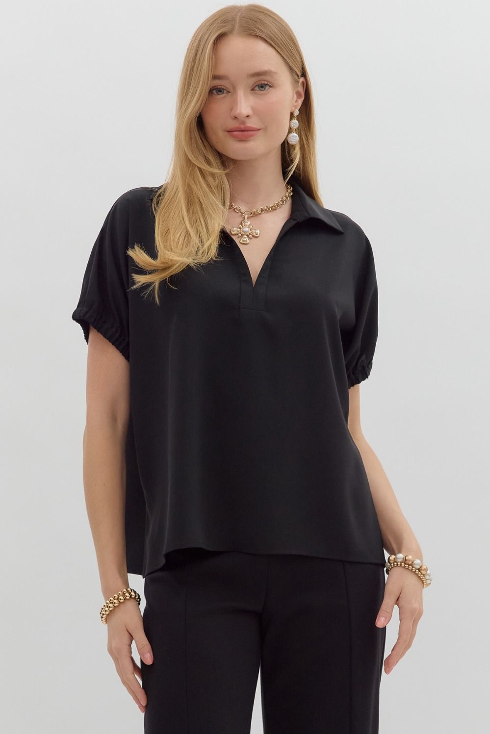 Black Collared Blouse