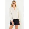 Cream Suede V Neck Top - 4 Daughters Boutique