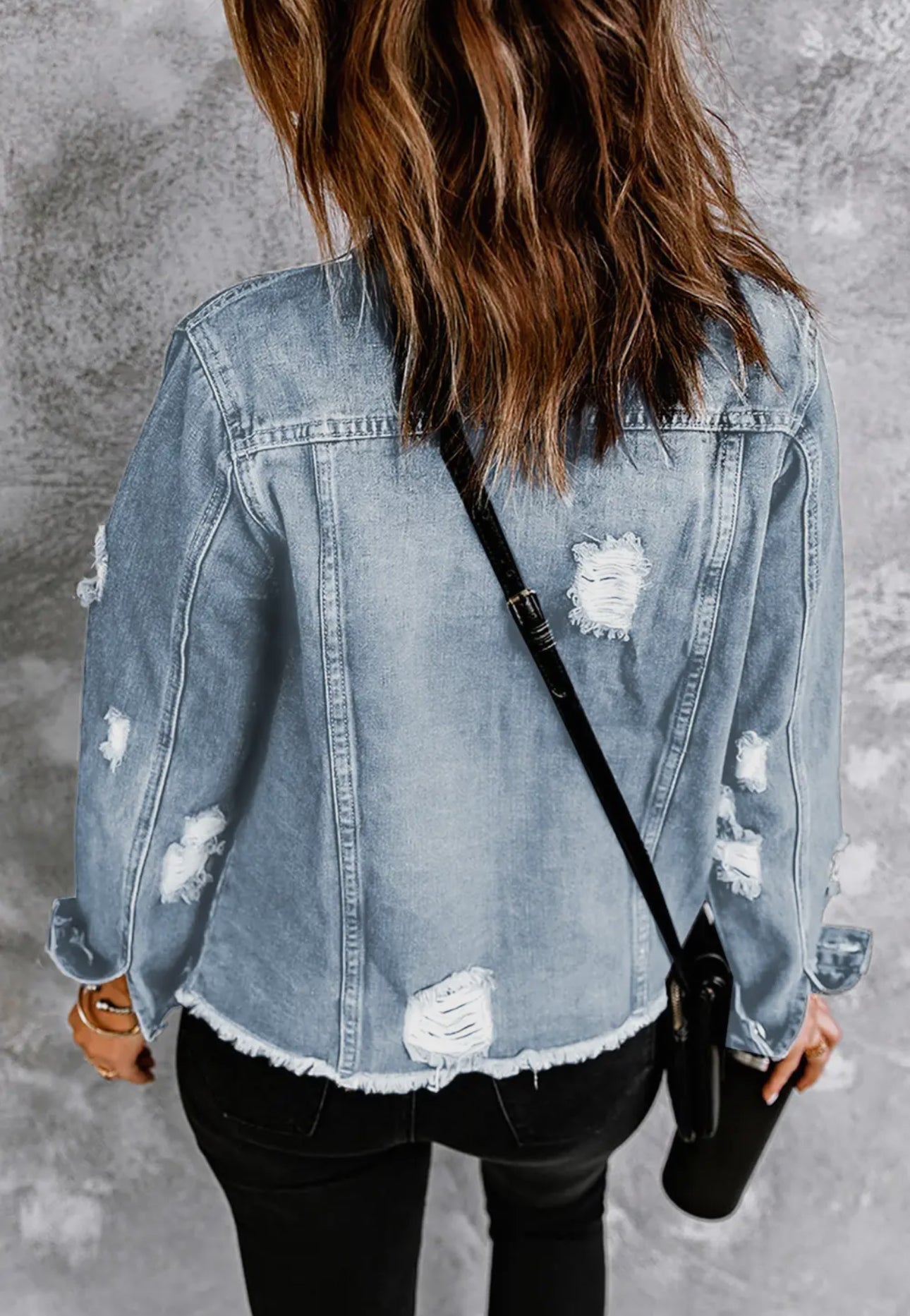 Distressed Raw Hem Denim Jacket - 4 Daughters Boutique