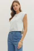 Entro Ivory Knit Cap Sleeve Sweater Top - 4 Daughters Boutique