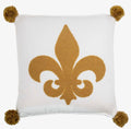 Fleur De Lis Pom Pom Throw Pillow Decorative Cushion For Living Room And Bedroom Home Decor Accessory - 4 Daughters Boutique