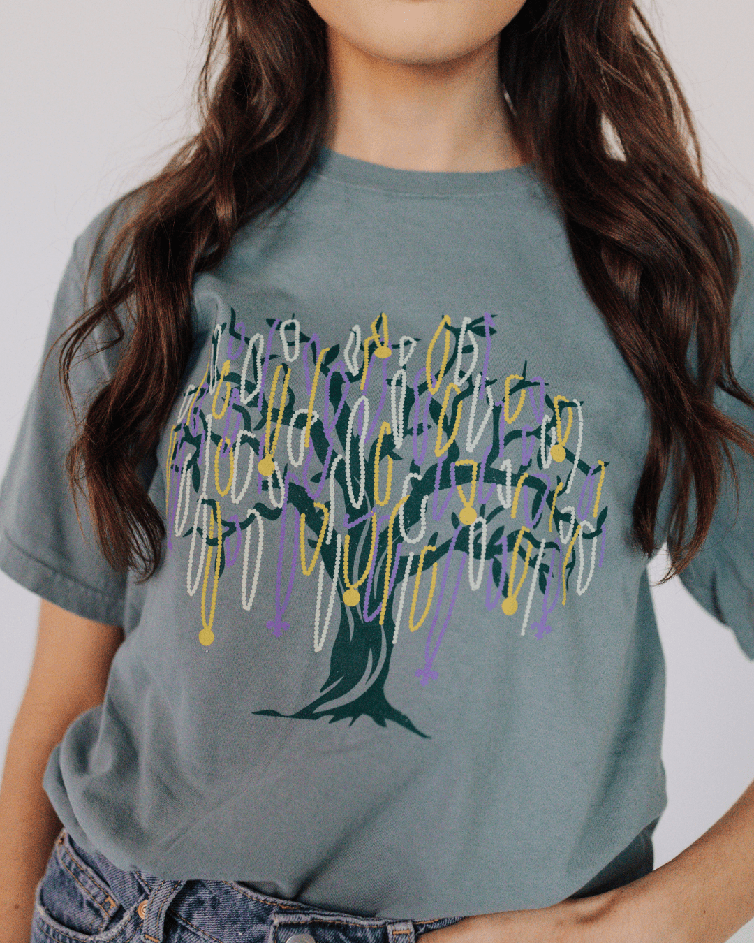 Mardi Gras Beaded Tree Tee 💜💚💛 - 4 Daughters Boutique