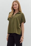 Olive Collared Blouse - 4 Daughters Boutique