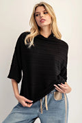 Ribbed Mock - Neck Relaxed Sweater - Black - 4 Daughters Boutique