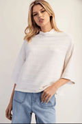 Ribbed Mock - Neck Relaxed Sweater – Ivory - 4 Daughters Boutique