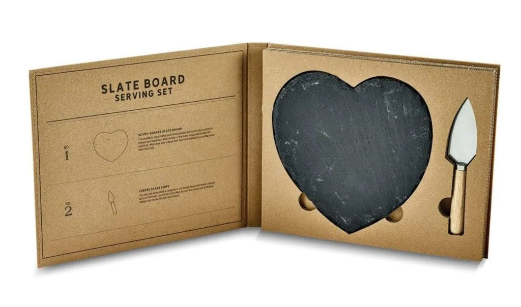 Slate Board Heart Shaped Serving Set - 4 Daughters Boutique