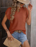 Solid Colored Crew Neck With Pocket Trim - 4 Daughters Boutique