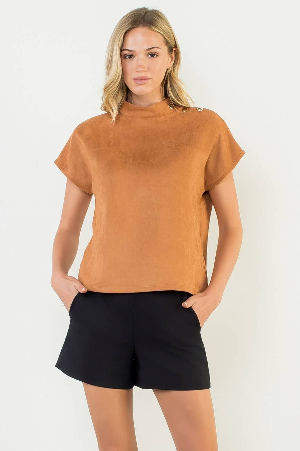 Suede Blouse in Camel - 4 Daughters Boutique