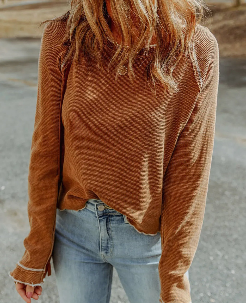 Textured Long Sleeve - Camel - 4 Daughters Boutique