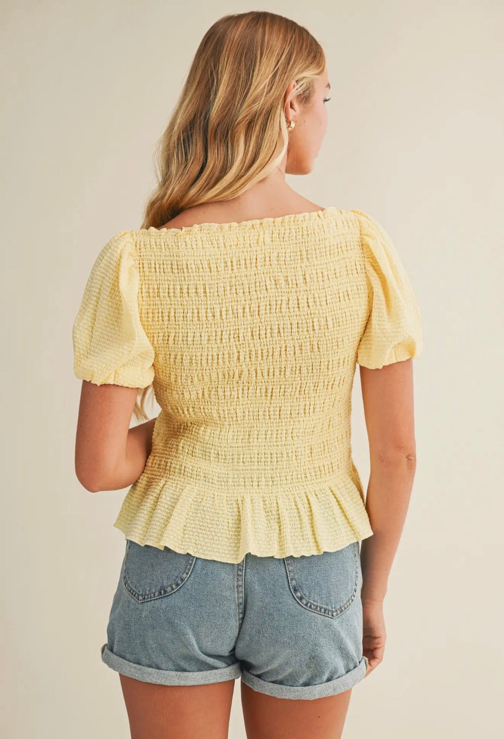 Women's Flocked Stripe Puff Sleeve Top Elegant Blouse With Textured Stripe Pattern And Flowy Fit For Everyday Wear - 4 Daughters Boutique
